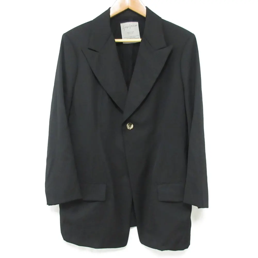 Yohji Yamamoto ヨウジヤマモト ピークドラペル シングルジャケット FY-J19-100 サイズ3 ブラック