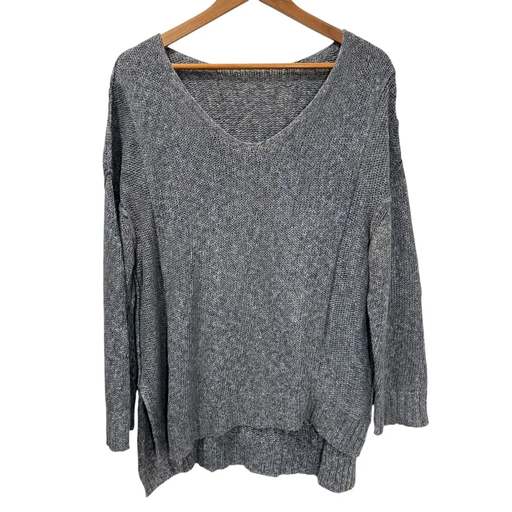 Yohji Yamamoto ヨウジヤマモト 長袖 Vネック ニット セーター カットソー 2 ブルーグレー