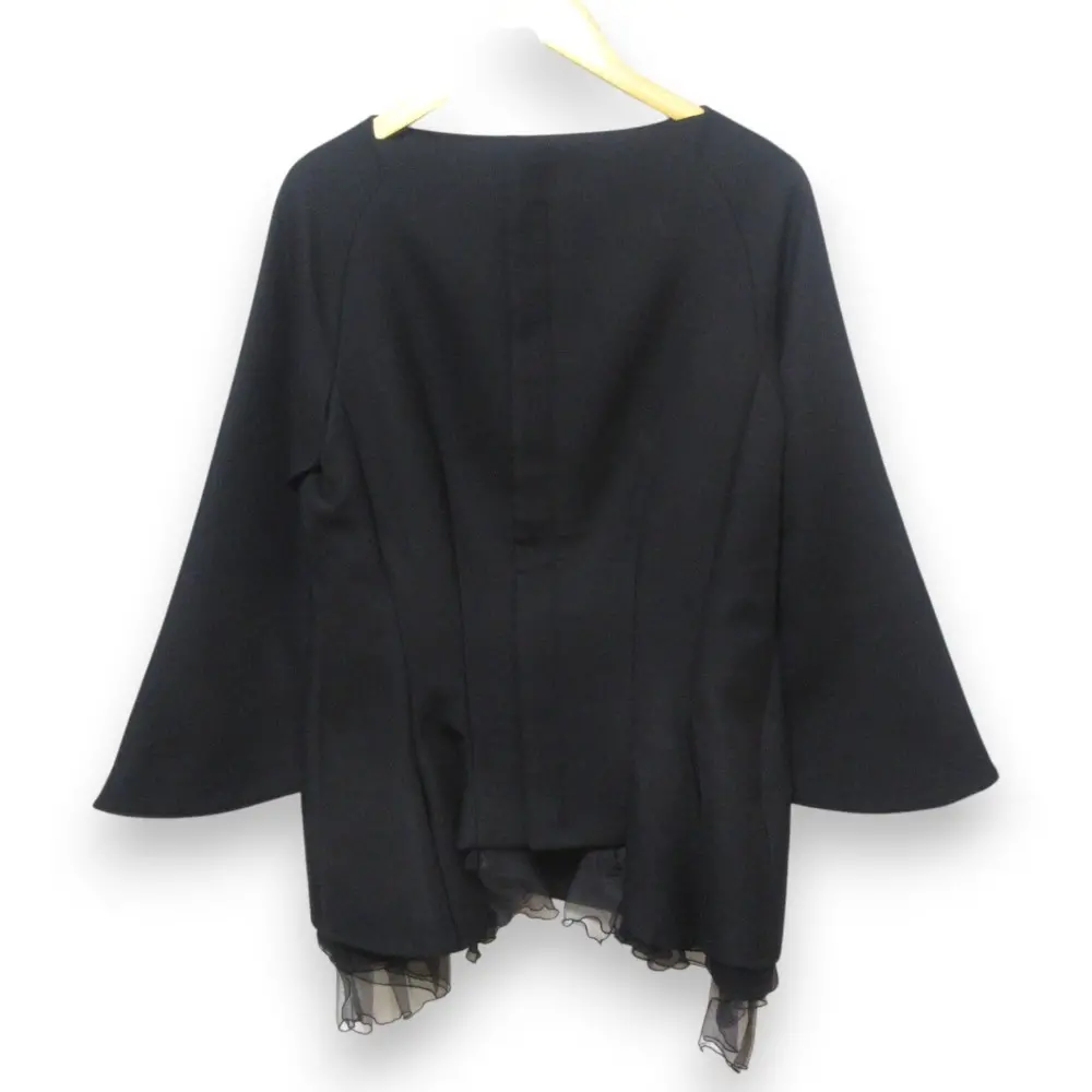 Yohji Yamamoto ヨウジヤマモト ウール×シルク ノーカラー ベルスリーブ ペプラムジャケット FN-J19-823 サイズ3 ブラック