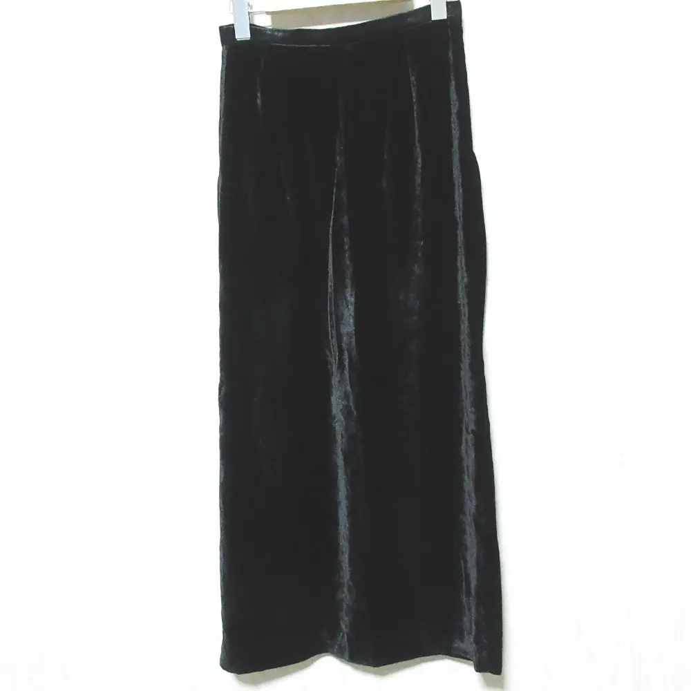 Yohji Yamamoto ヨウジヤマモト ロング ストレート タイト ベロアスカート FN-S13-284 1 ブラック
