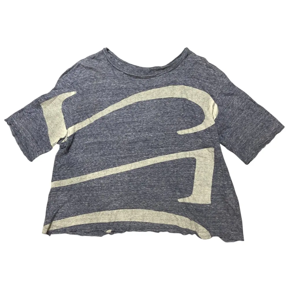 Y's Yohji Yamamoto ワイズ ヨウジヤマモト 総柄 半袖 クロップド Tシャツ カットソー 2 ブルーグレー