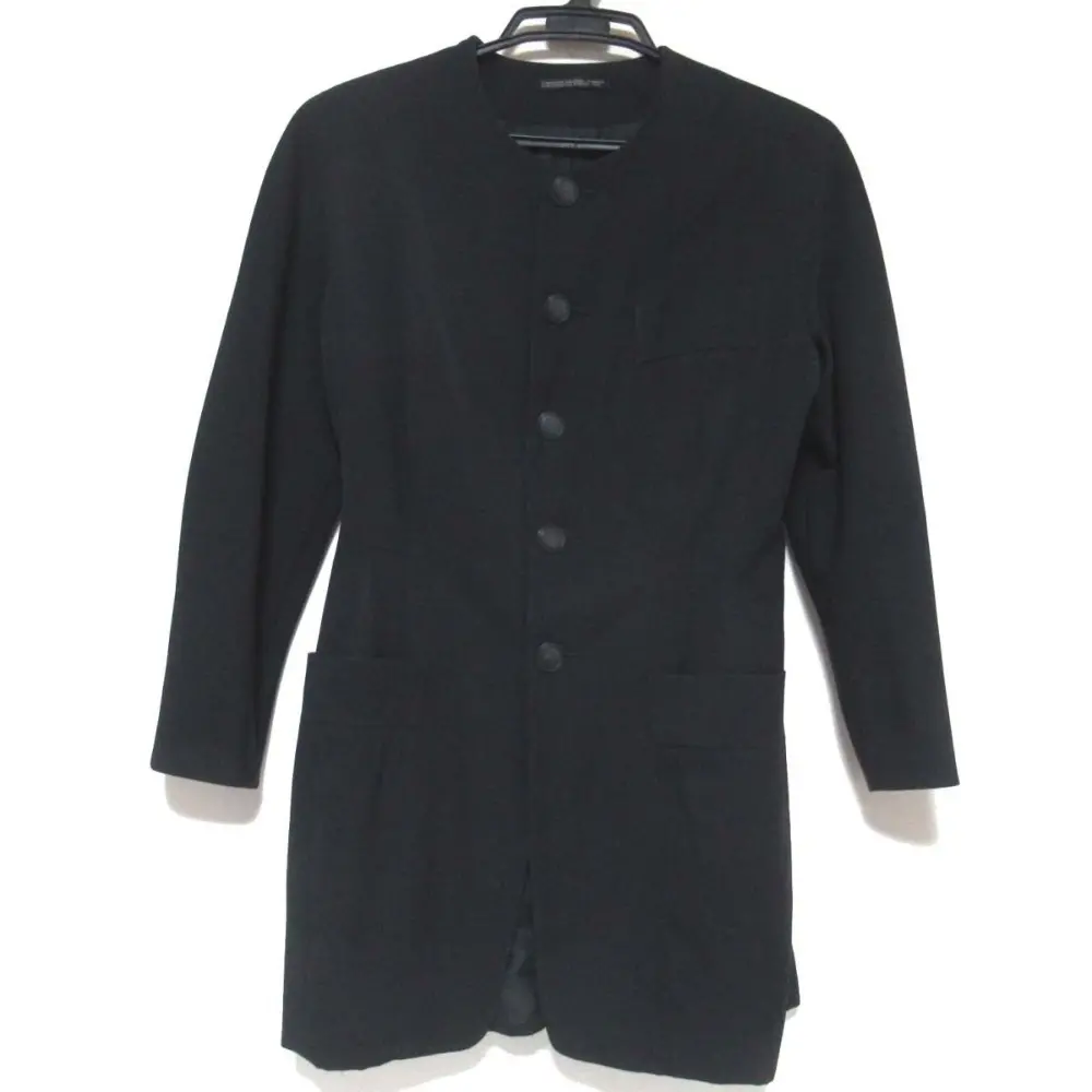 初期 Yohji Yamamoto ヨウジヤマモト 丸文字タグ ヴィンテージ シングル ノーカラー ジャケット Mサイズ ブラック