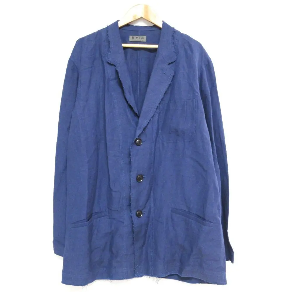 S’YTE Yohji Yamamoto サイト ヨウジヤマモト リネンブレンド カットオフ テーラードジャケット UW-J09-305 サイズ3 ネイビー