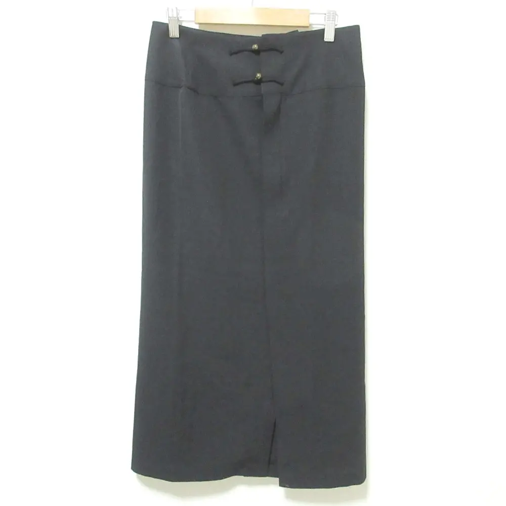 Yohji Yamamoto ヨウジヤマモト チャイナボタン ウール ロング タイトスカート 1 ブラック