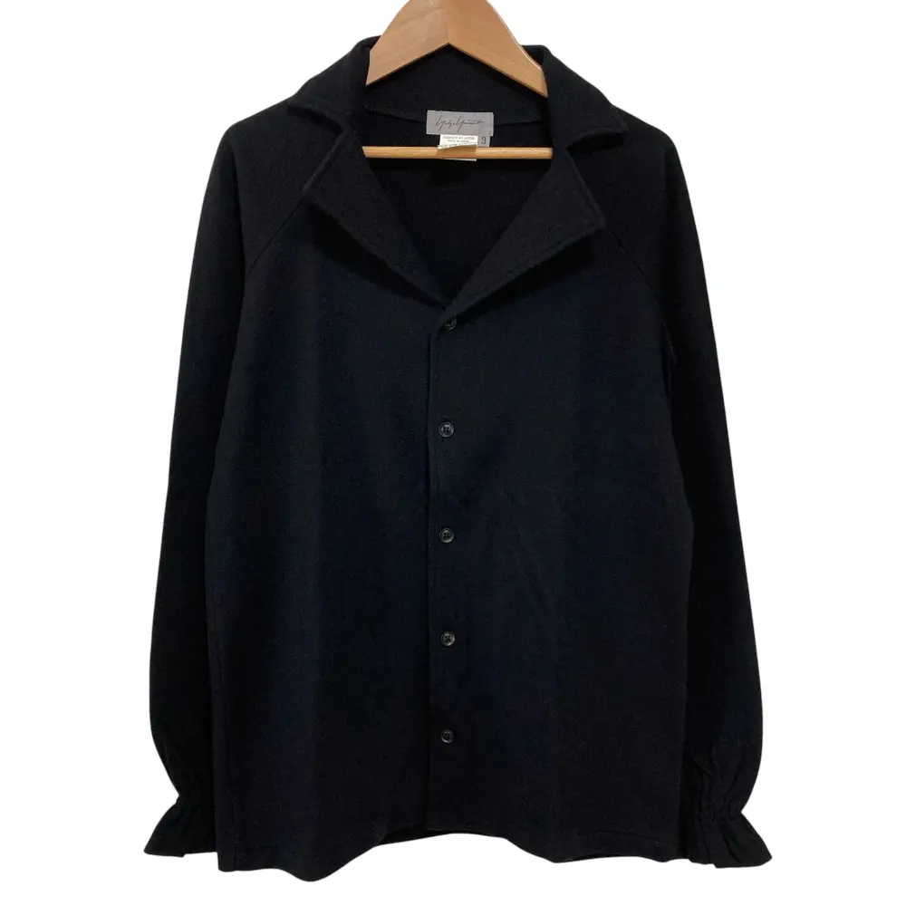Yohji Yamamoto ヨウジヤマモト オープンカラー ウールシャツジャケット FN-T28-188 サイズ3 ブラック