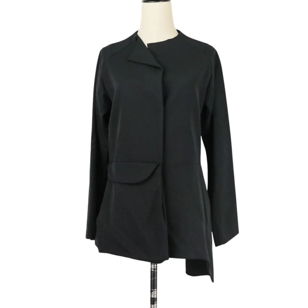 Yohji Yamamoto ヨウジヤマモト アシンメトリー ロングノーカラージャケット FT-J14-101 サイズ3 ブラック