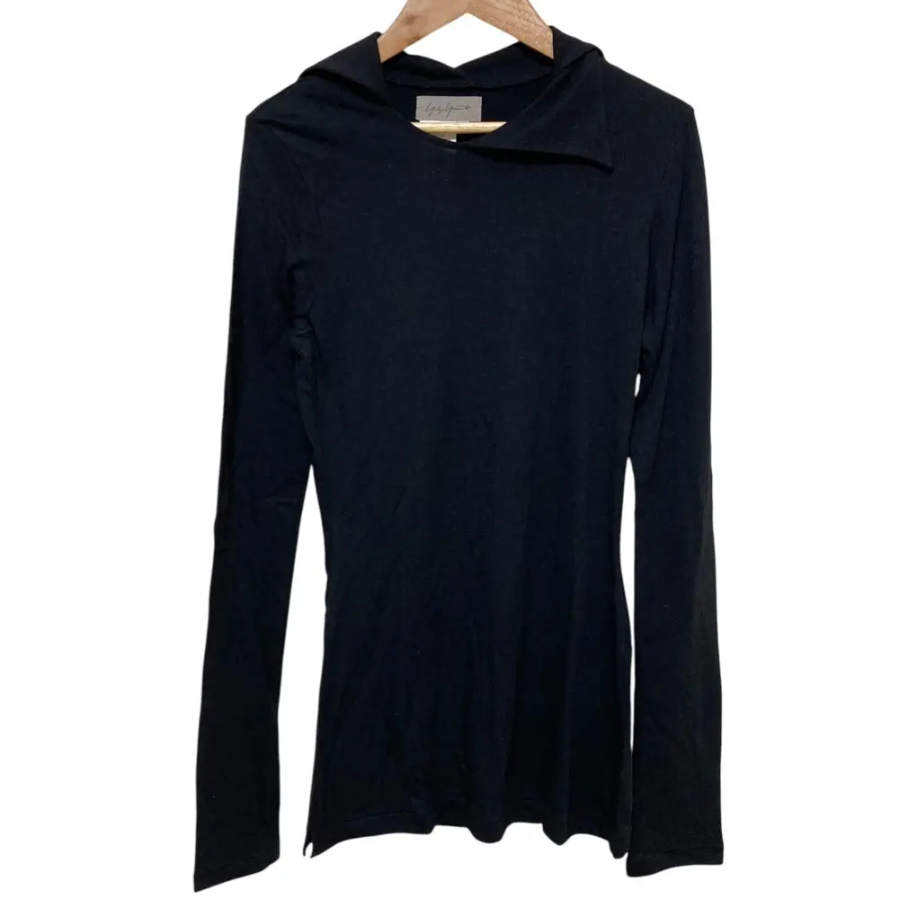 Yohji Yamamoto ヨウジヤマモト ヴィンテージ アシンメトリーカラー ロングスリーブ カットソー プルオーバー M ブラック