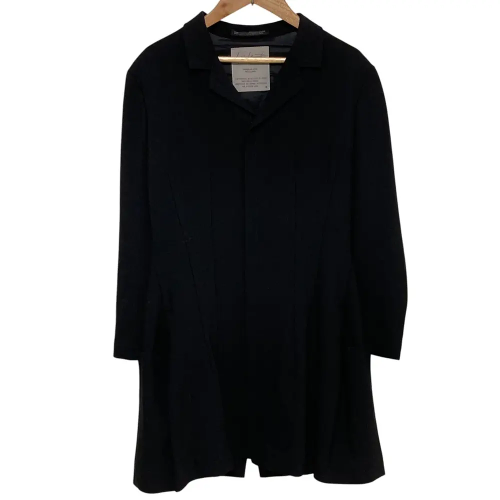 90’S Yohji Yamamoto ヨウジヤマモト ヴィンテージ ウエストシェイプ ロングジャケット コート FI-J17-148 サイズS ブラック
