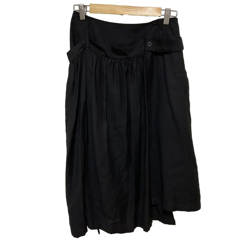B Yohji Yamamoto ビー ヨウジヤマモト ギャザー フレアスカート NK-S56-118 サイズ1 ブラック