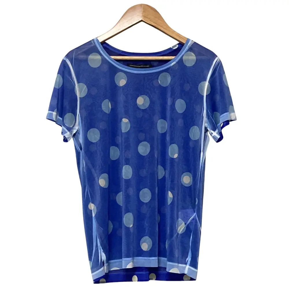Y’s ワイズ ヨウジヤマモト ドット柄 半袖 シアーカットソー サイズ2 ブルー