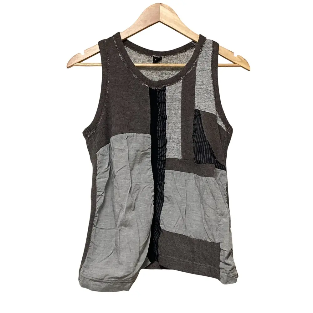 Y's ワイズ ヨウジヤマモト パッチワーク ノースリーブカットソー サイズ2 ブラウン グレー