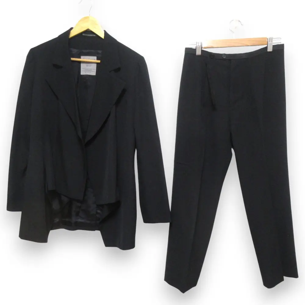 Yohji Yamamoto ヨウジヤマモト オープンフロントジャケット+パンツ スーツ セットアップ サイズ1 2 ブラック