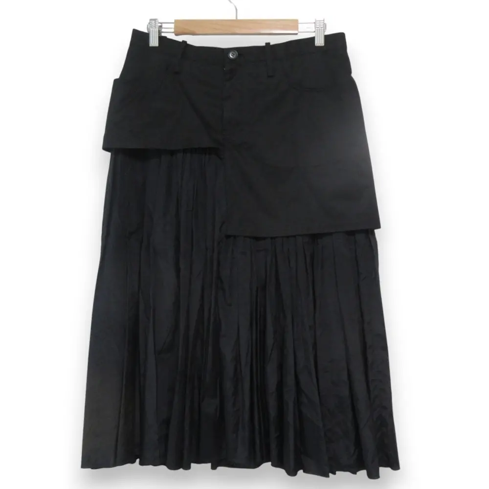 Yohji Yamamoto ヨウジヤマモト レイヤードプリーツロングスカート サイズ2 ブラック