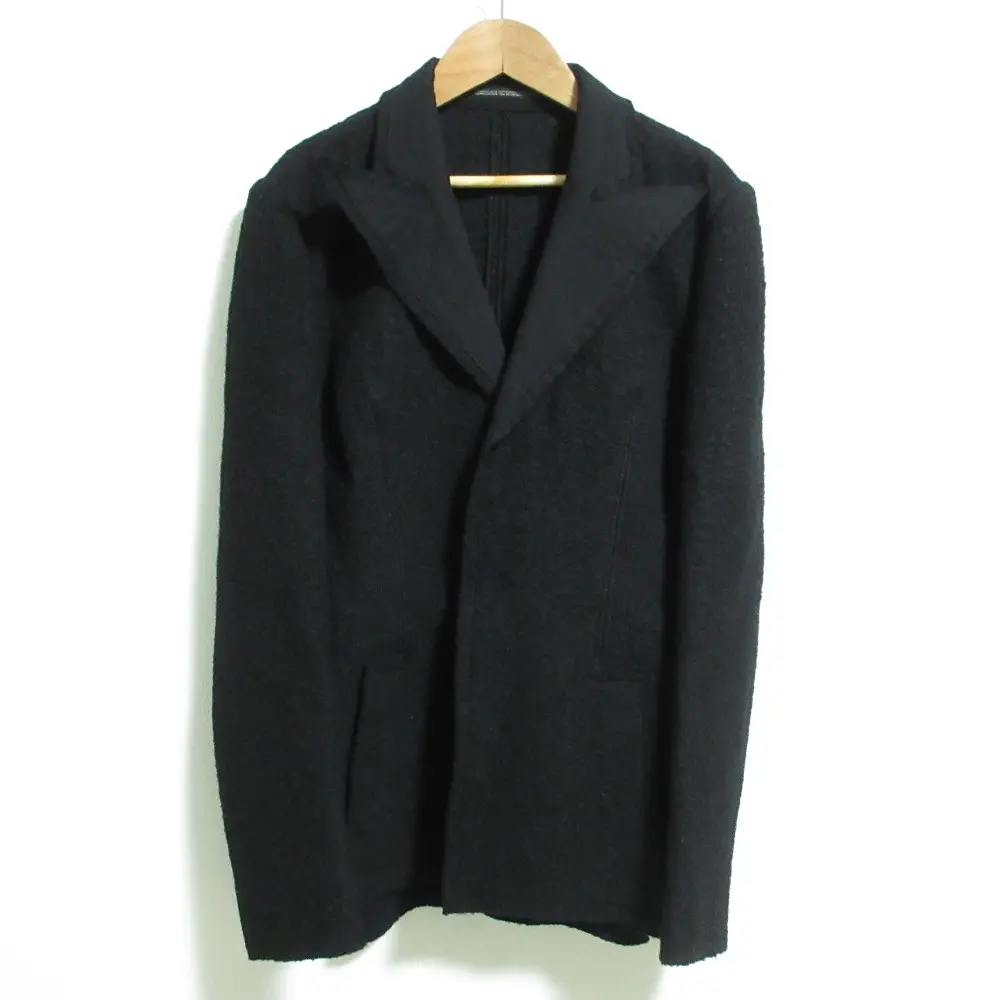 22AW Yohji Yamamoto ヨウジヤマモト コットン ウール縮絨 テーラードジャケット FE-J06-108 サイズ2 ブラック