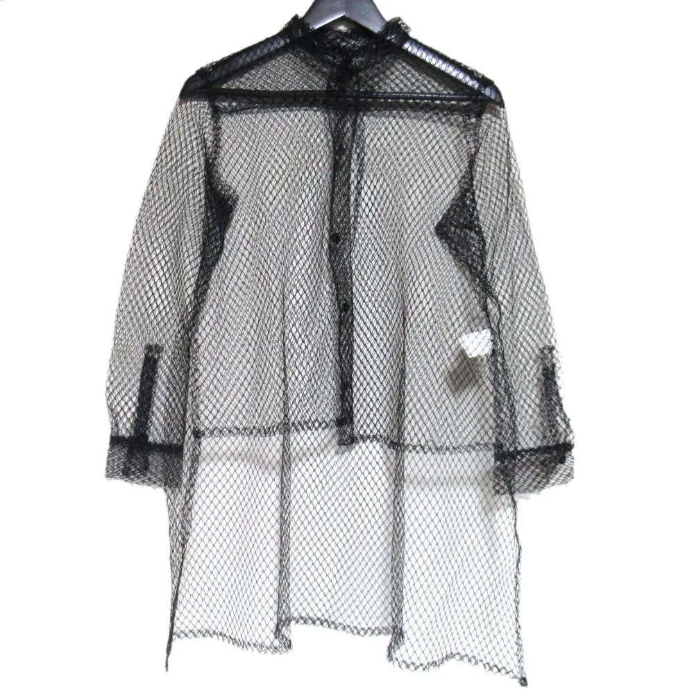 95AW Yohji Yamamoto ヨウジヤマモト ヴィンテージ 長袖 ナイロン メッシュ ブラウス シャツ Sサイズ ブラック
