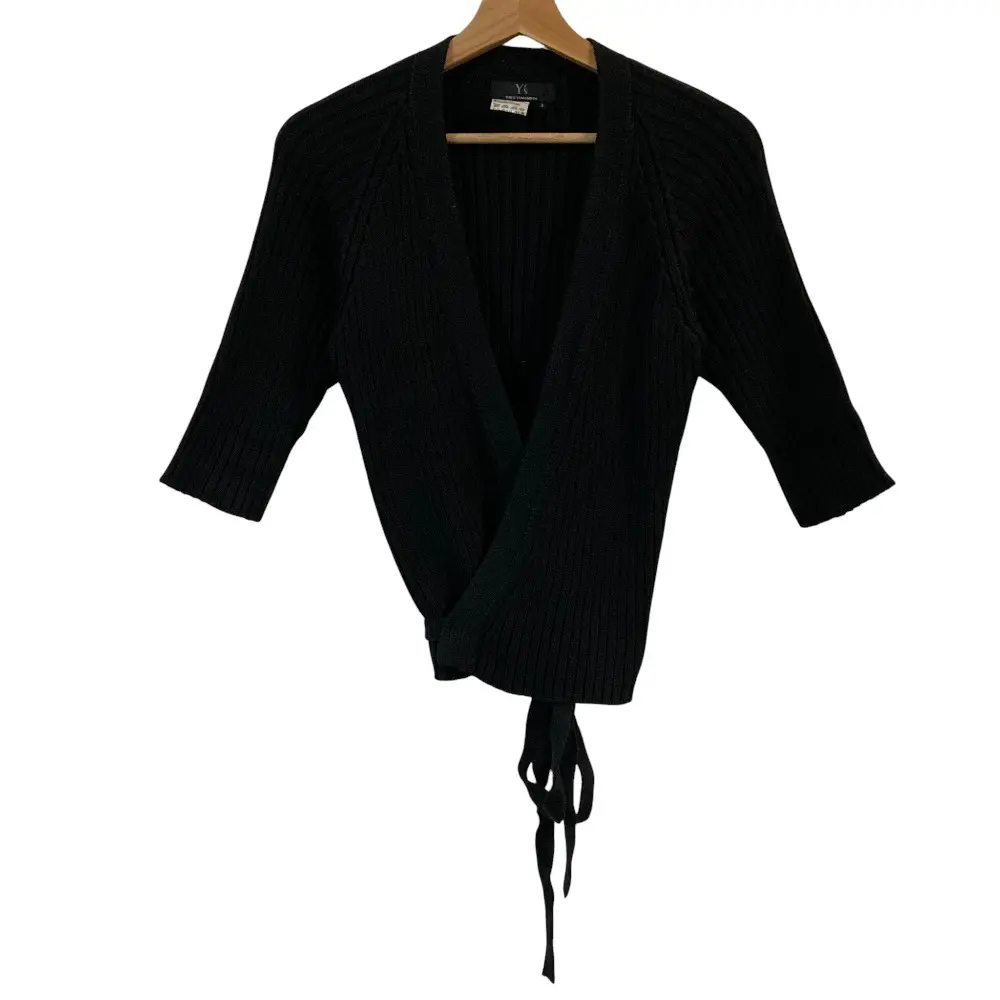 Y's YOHJI YAMAMOTO ワイズ ヨウジヤマモト リブニット カシュクール カーディガン YC-K39-098 サイズ3 ブラック