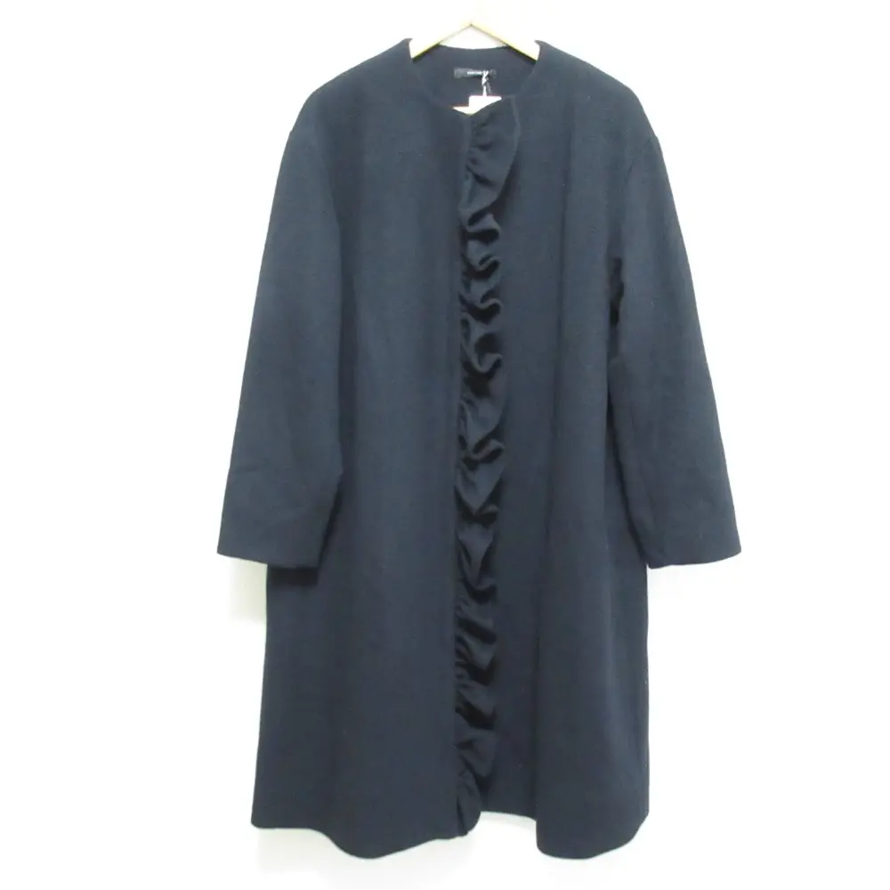 22AW YOKO CHAN ヨーコチャン フロントラッフル ノーカラーコート サイズ40 ネイビー
