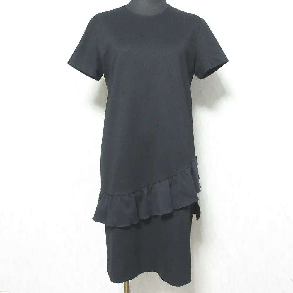 YOKO CHAN ヨーコチャン ショートスリーブ 半袖 フリル ペプラムドレス ミニワンピース YCD-217-325 サイズ38 ブラック