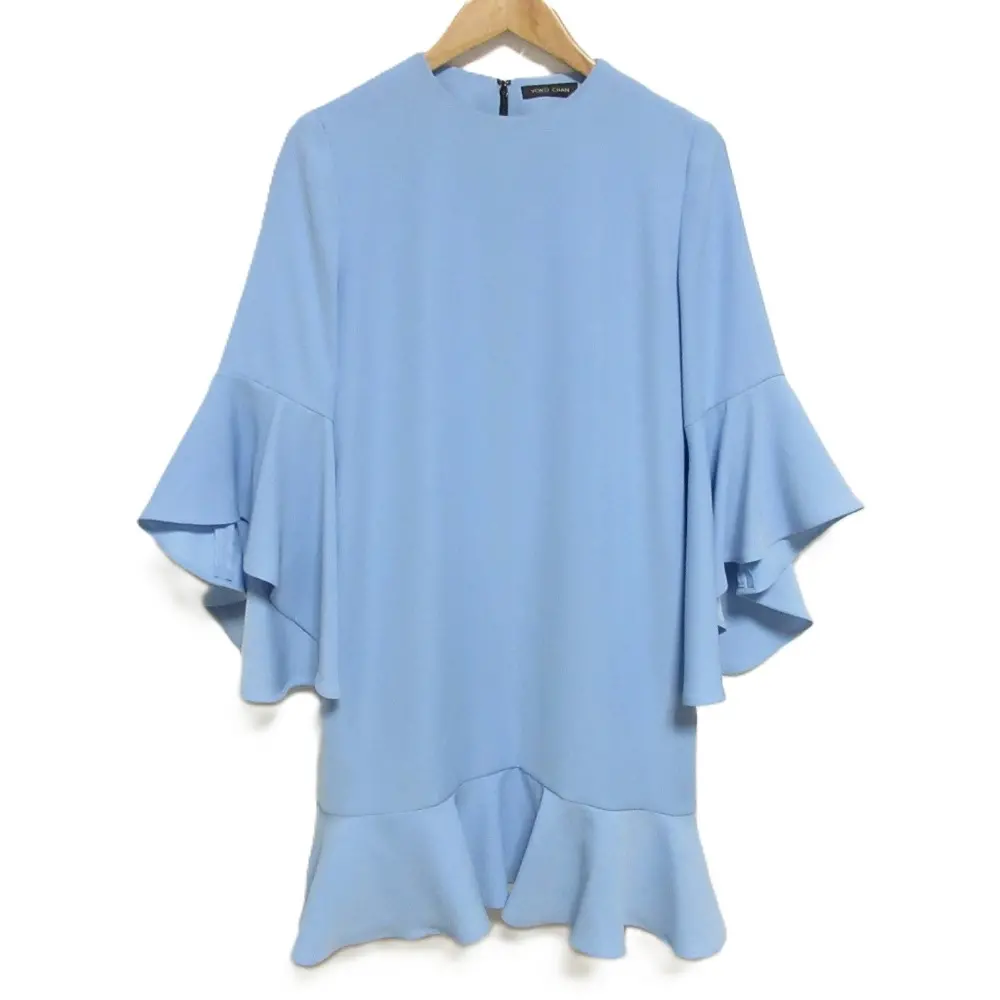 YOKO CHAN ヨーコチャン flared sleeve dress フレアスリーブ ひざ丈 ワンピース YCD-120-553 38 ライトブルー