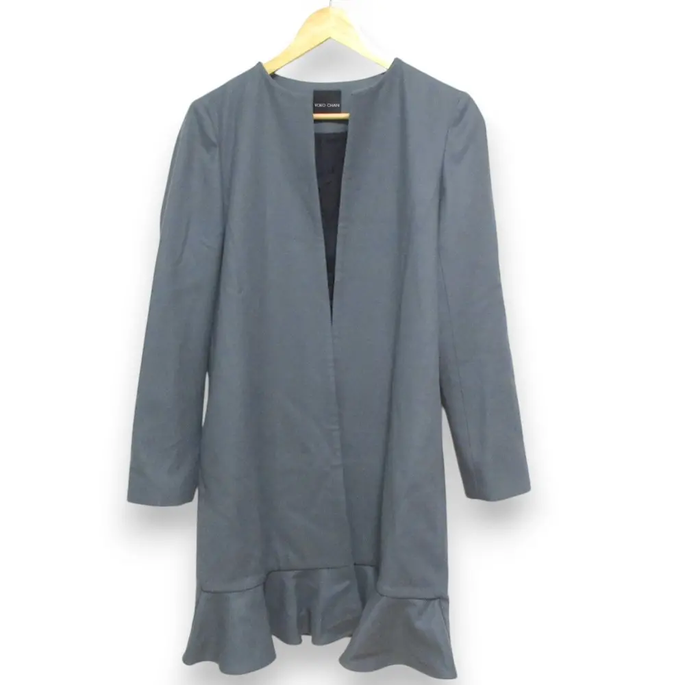 YOKO CHAN ヨーコチャン ウール100％ ノーカラーコート YCC-419-104 38 グレー系