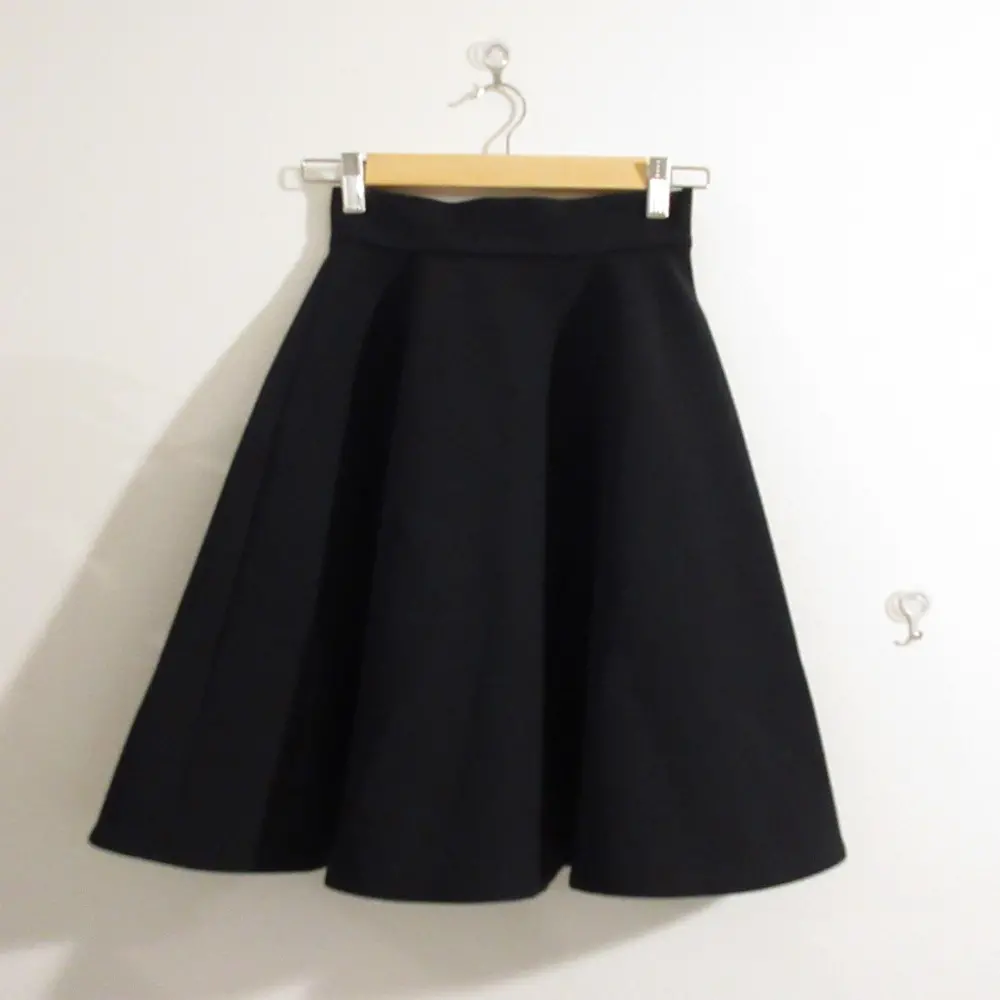 YOKO CHAN ヨーコチャン ストレッチ ひざ丈 フレアスカート 36 ブラック