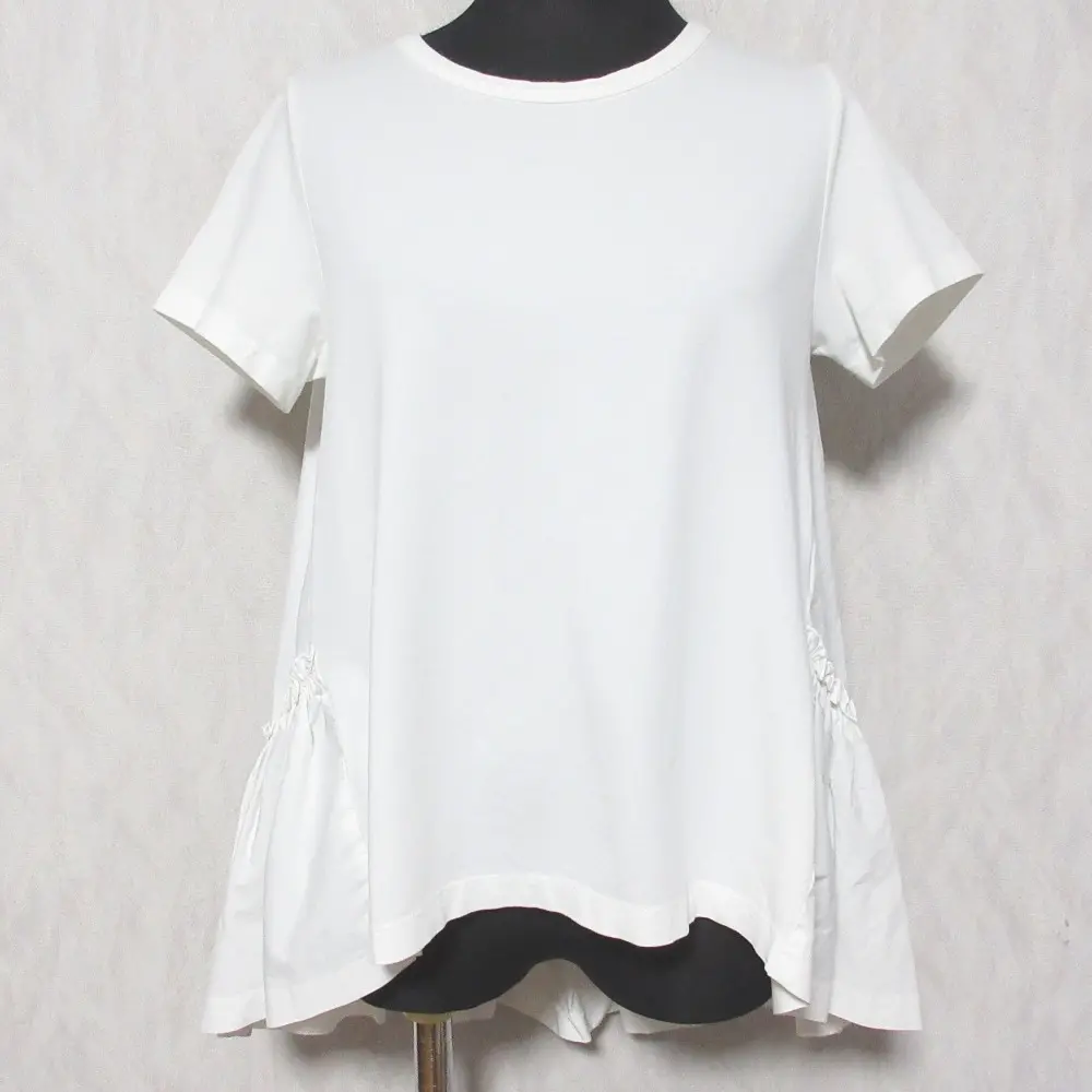 YOKO CHAN ヨーコチャン バックフレア ショートスリーブ カットソー Tシャツ YCT-219-026 36 ホワイト