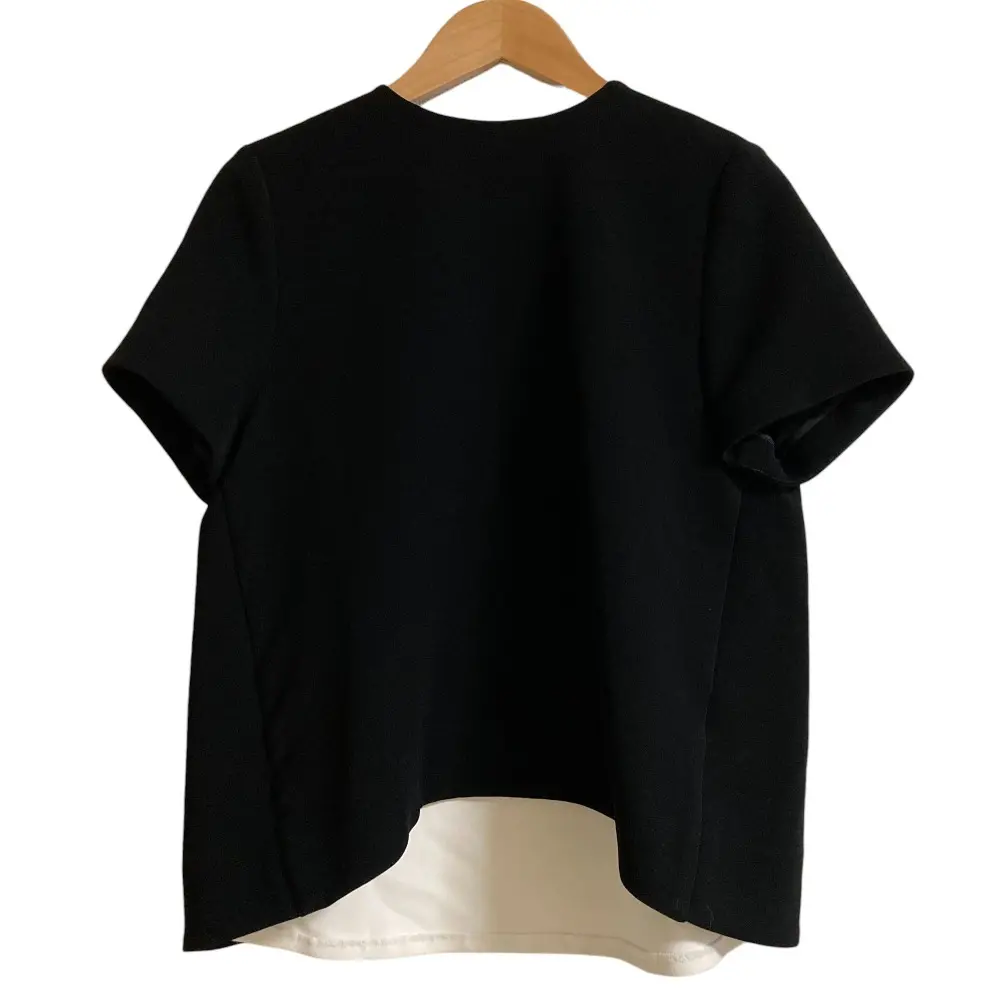 YOKO CHAN ヨーコチャン ラウンドヘム 半袖 ブラウス カットソー サイズ38 ブラック