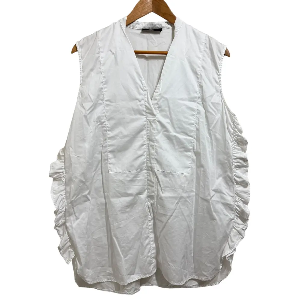 23SS YOKO CHAN ヨーコチャン フリル ノースリーブ シャツ ブラウス 38 ホワイト