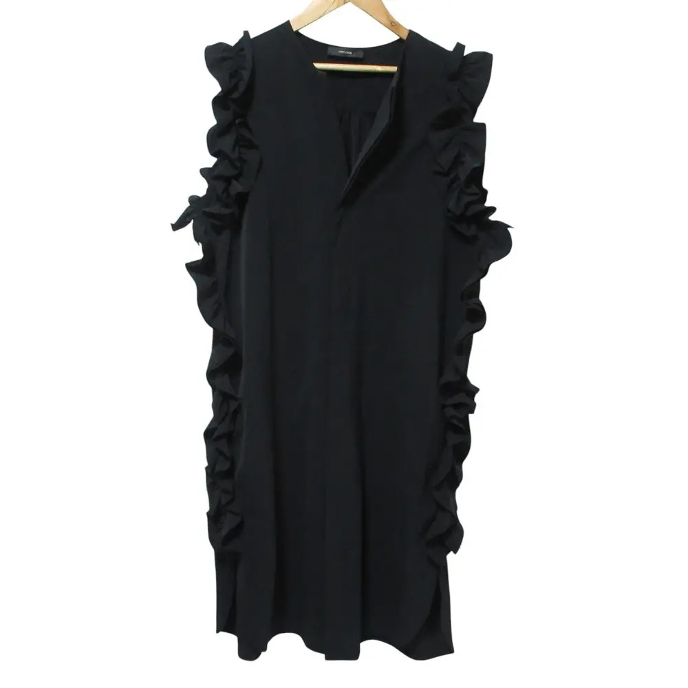 22SS YOKO CHAN ヨーコチャン フリルロングブラウス ノースリーブ ワンピース 38 ブラック