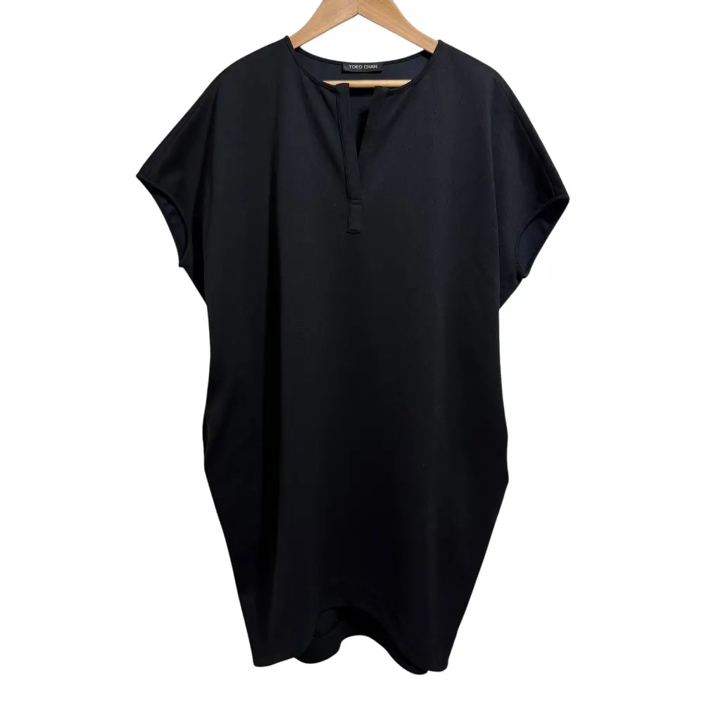 YOKO CHAN ヨーコチャン 半袖 プルオーバー ロングブラウス サイズF ブラック