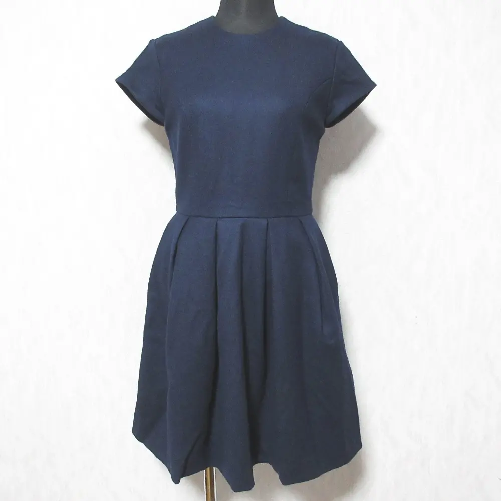 YOKO CHAN ヨーコチャン ウール フレアワンピース YCD-315-189 サイズ38 ネイビー