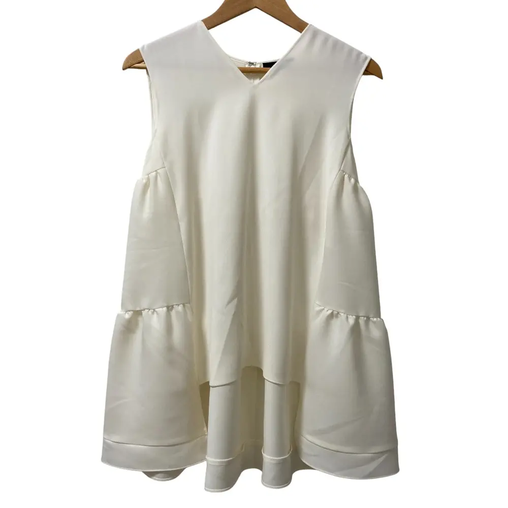 YOKOCHAN ヨーコチャン 2023年モデル Ｖネックバックティアード ノースリーブ ブラウス YCB-623-385 サイズ36 ホワイト