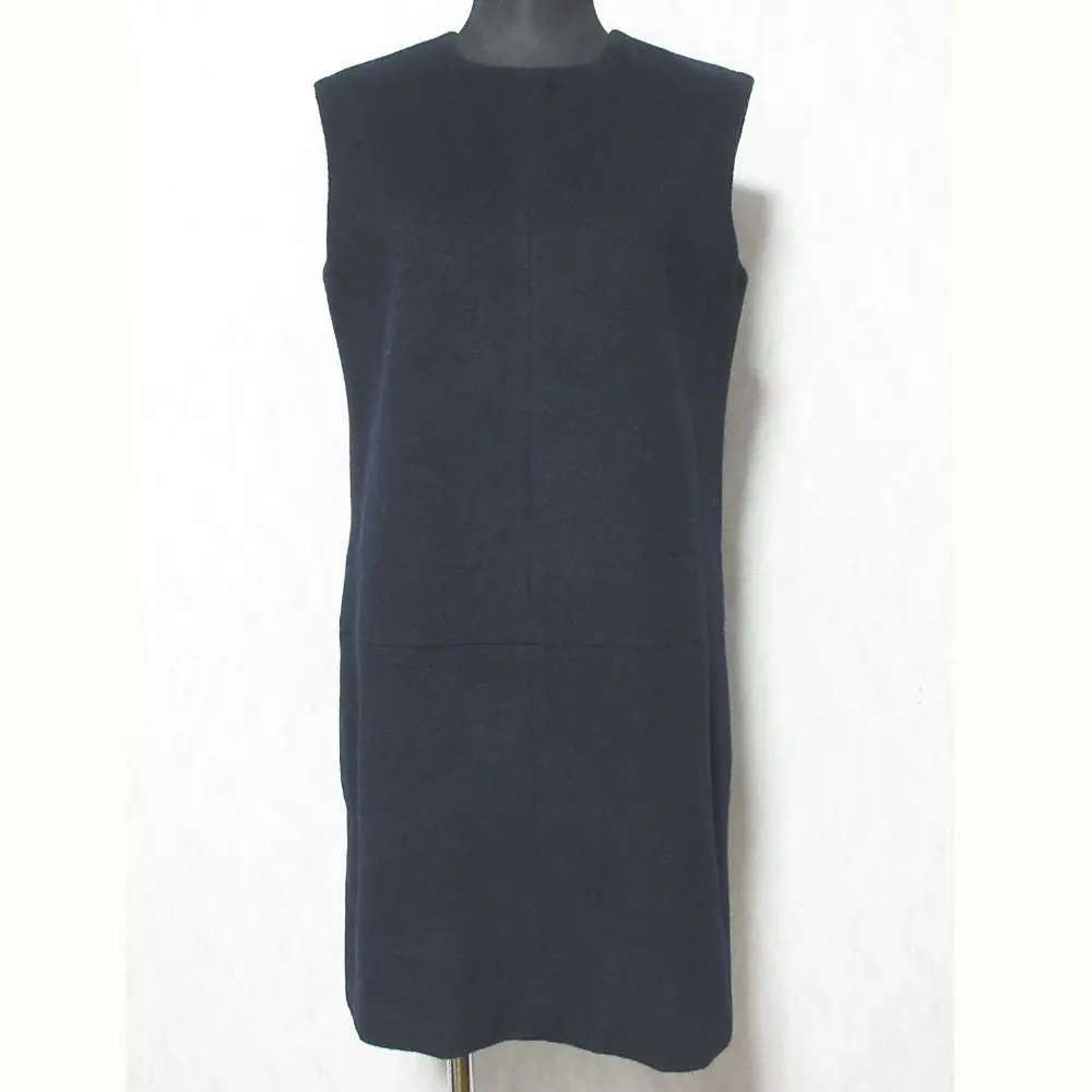 YOKO CHAN ヨーコチャン ノースリーブ ウール ワンピース サイズ38 ネイビー