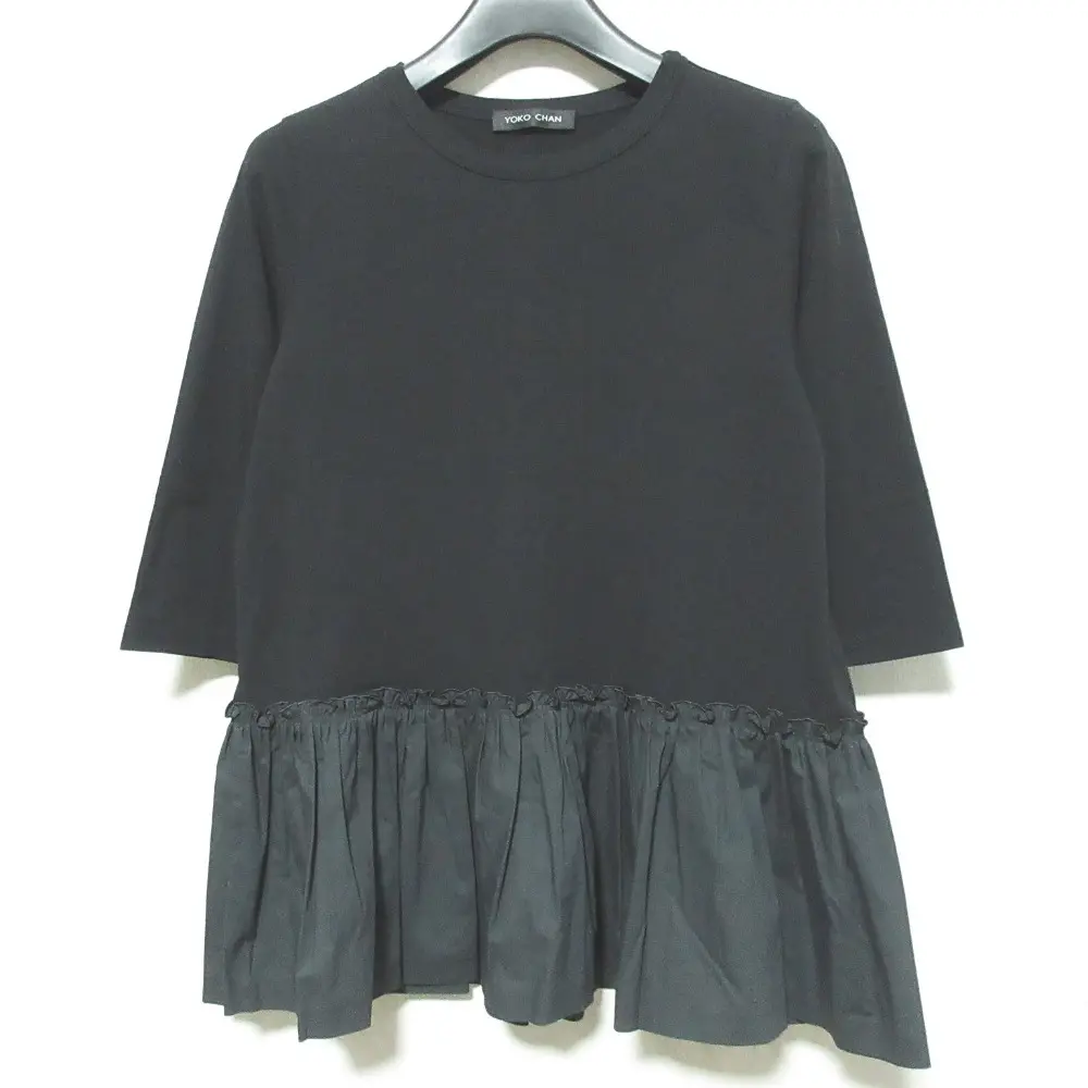 YOKO CHAN ヨーコチャン ペプラムカットソー ブラウス YCT-219-029 38 ブラック