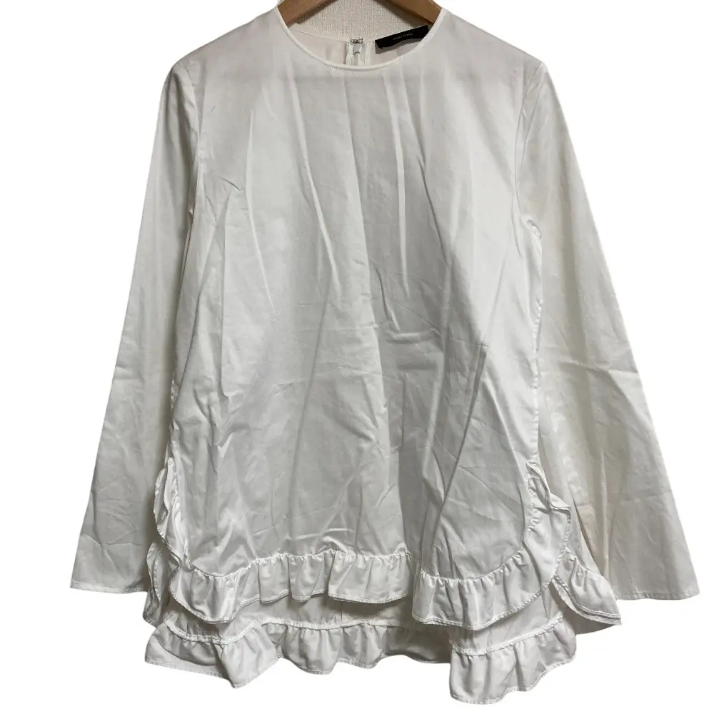 22SS YOKO CHAN ヨーコチャン サイドスリット 長袖 フリルブラウス プルオーバー YCB-122-291 サイズ36 ホワイト