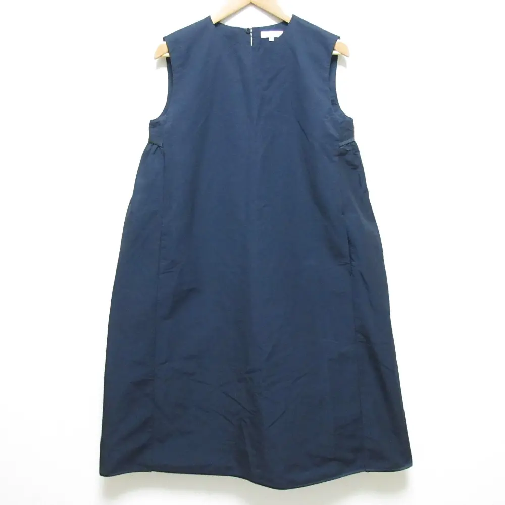 yori ヨリ バックギャザー マキシ丈 ノースリーブワンピース サイズ36 ネイビー