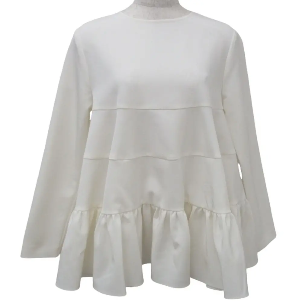 20AW yori ヨリ 長袖 ティアード ペプラム ギャザーブラウス トップス YR2021-094AW 36 ホワイト