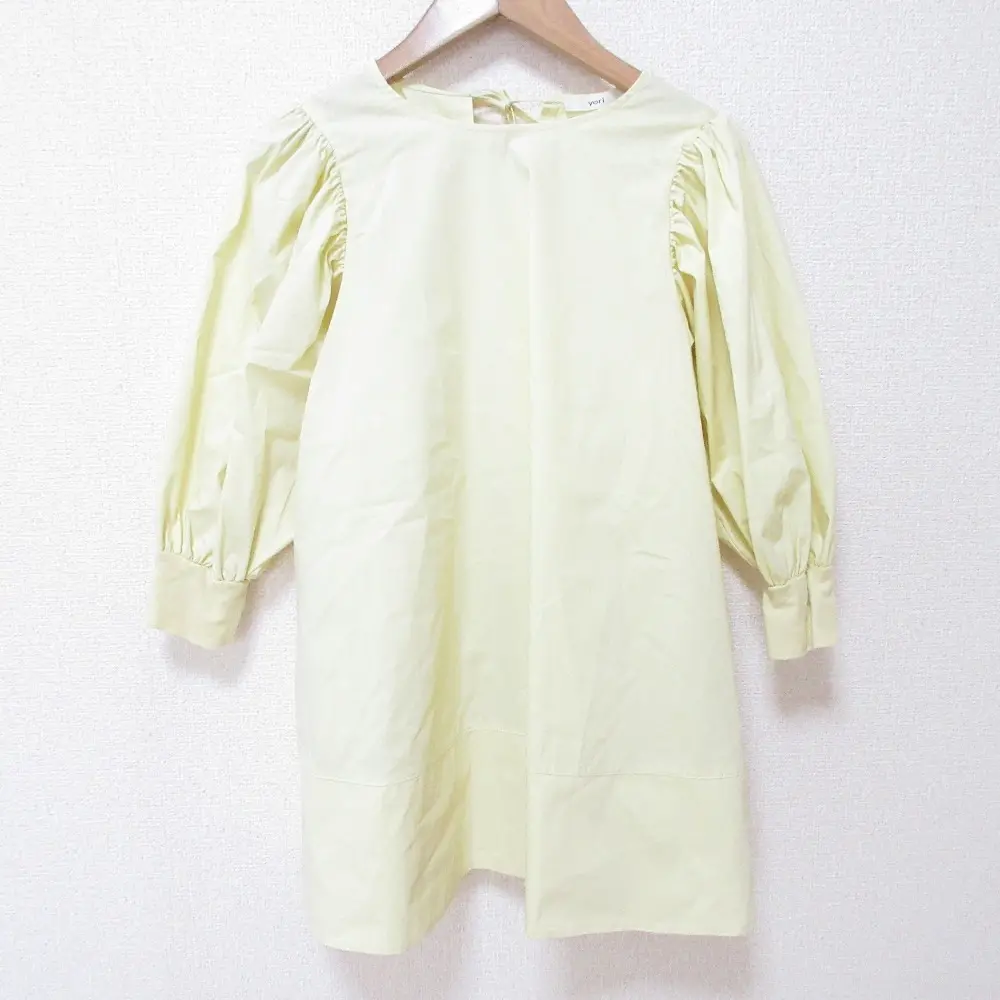 22SS yori ヨリ 半袖 ランタンAラインブラウス YR2221-052SM F イエロー