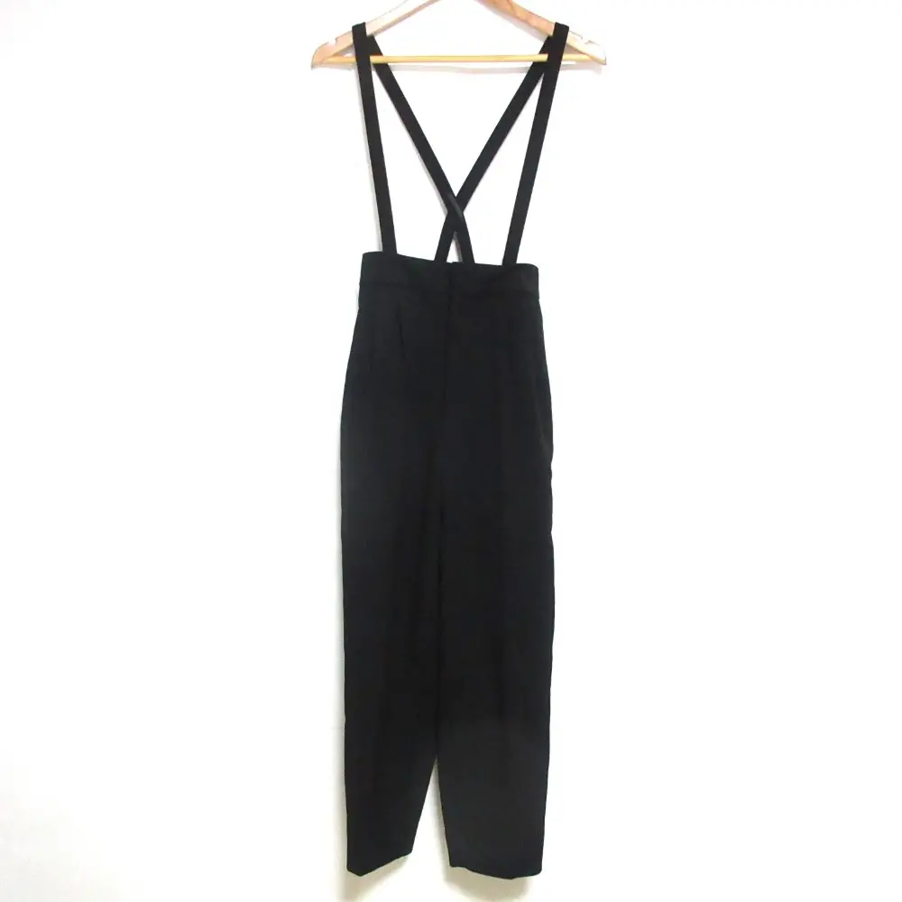 21SS yori ヨリ ストレッチ サスペンダー付きタックパンツ 34 ブラック