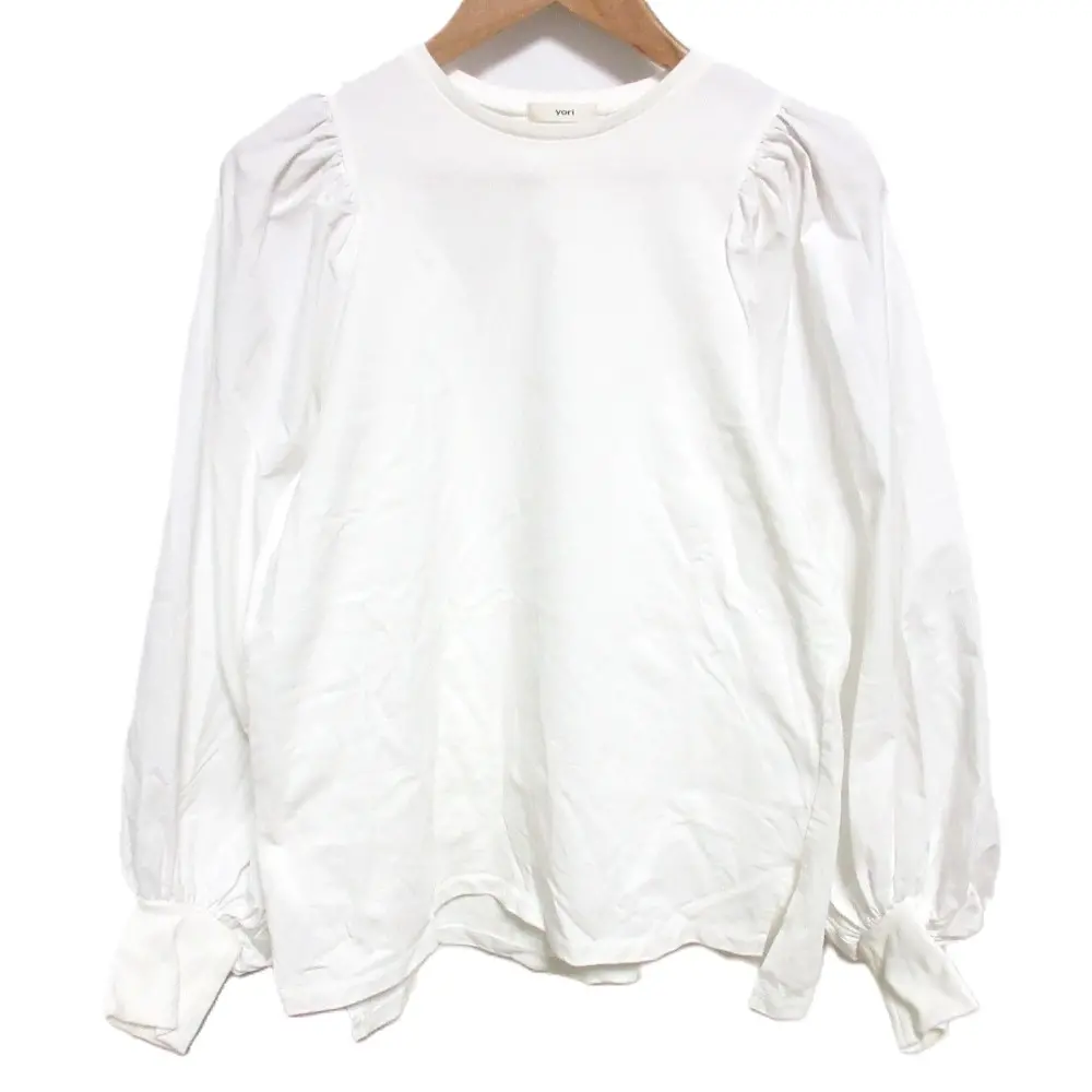 22AW yori ヨリ ボリュームパフスリーブ カットソー プルオーバーブラウス YR2211-149AW F ホワイト