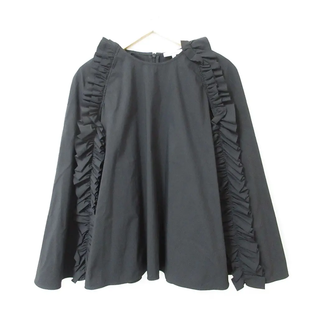 22SS yori ヨリ ケープフリルブラウス クルーネック プルオーバー シャツ YR2221-066SM 36 ブラック