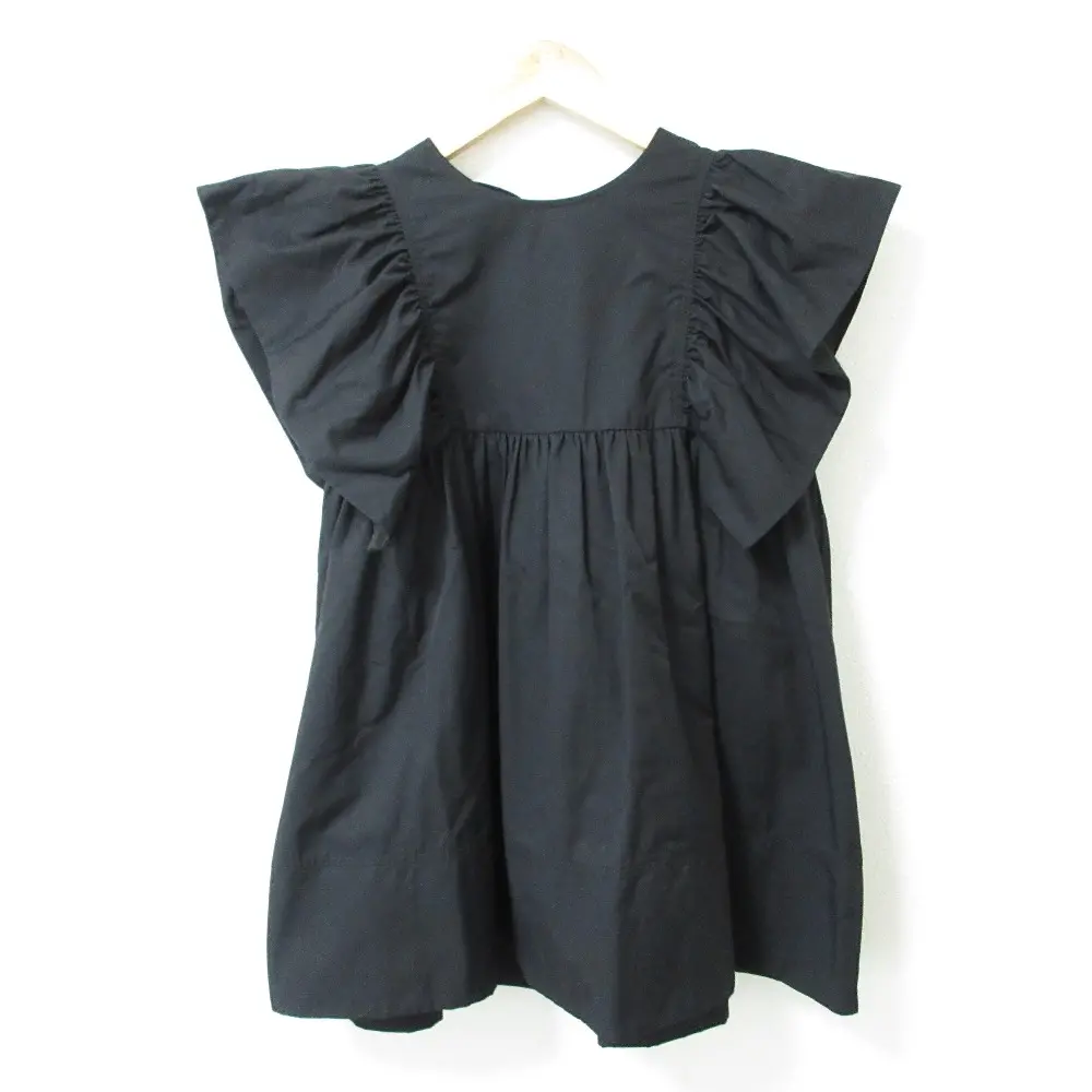 22SS yori ヨリ ウイングスリーブブラウス フリル ギャザー バックリボン プルオーバー シャツ YR2221-058SM F ブラック