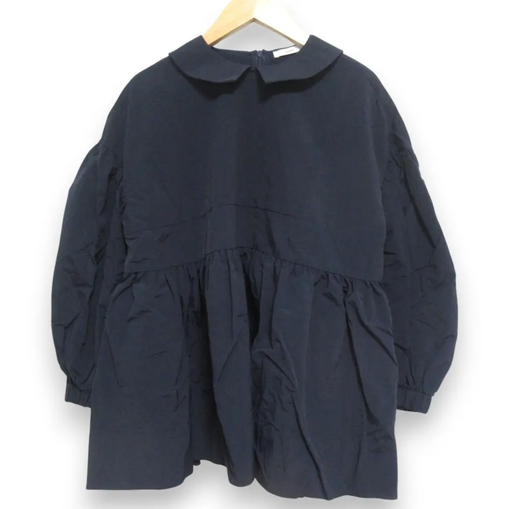 23SS yori ヨリ 長袖 フラットカラーティアードブラウス YR21-23012SP サイズF ネイビー