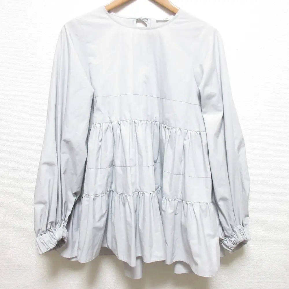 22SS yori ヨリ 長袖 ティアードロングブラウス チュニックカットソー サイズF グレー