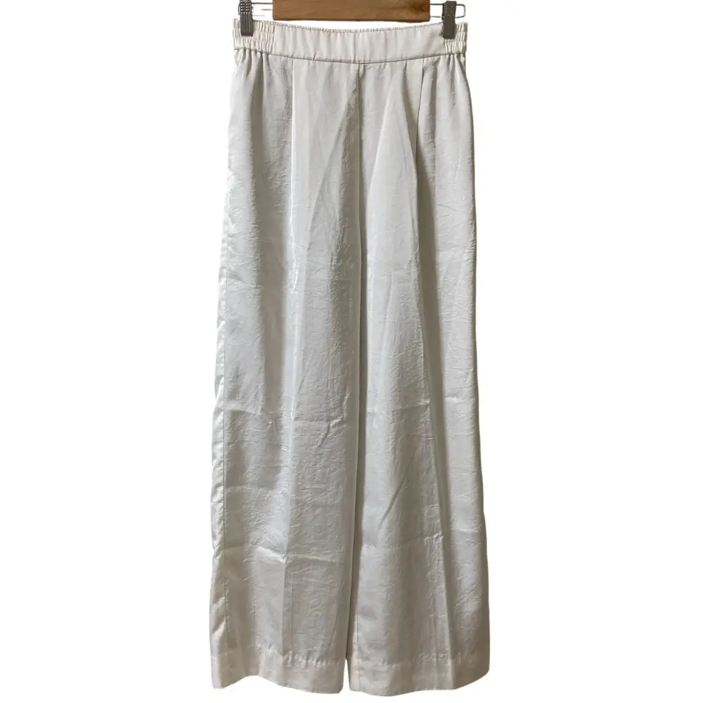 23SS yori ヨリ サテンワイドパンツ スラックス YR22-23125SM 38 ホワイト系 