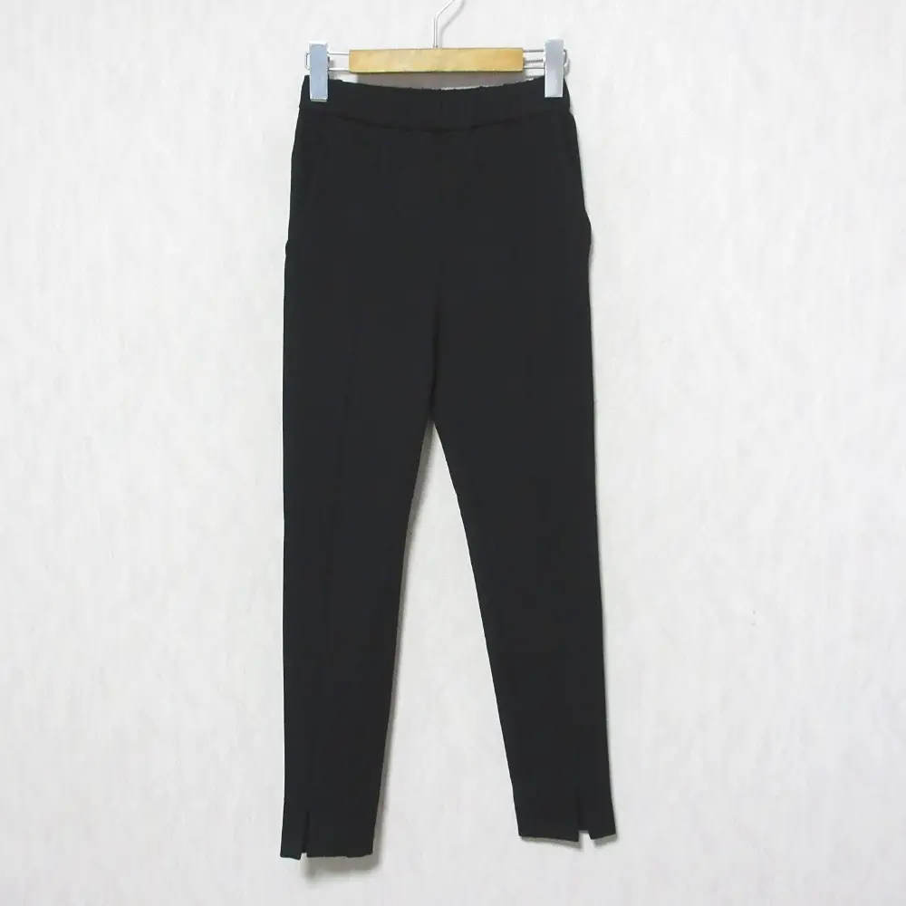21AW yori ヨリ ぬくぬくフロントスリットレギパン 裏起毛 ストレッチ イージー スリムパンツ YR2122-108AW-4 36 ブラック