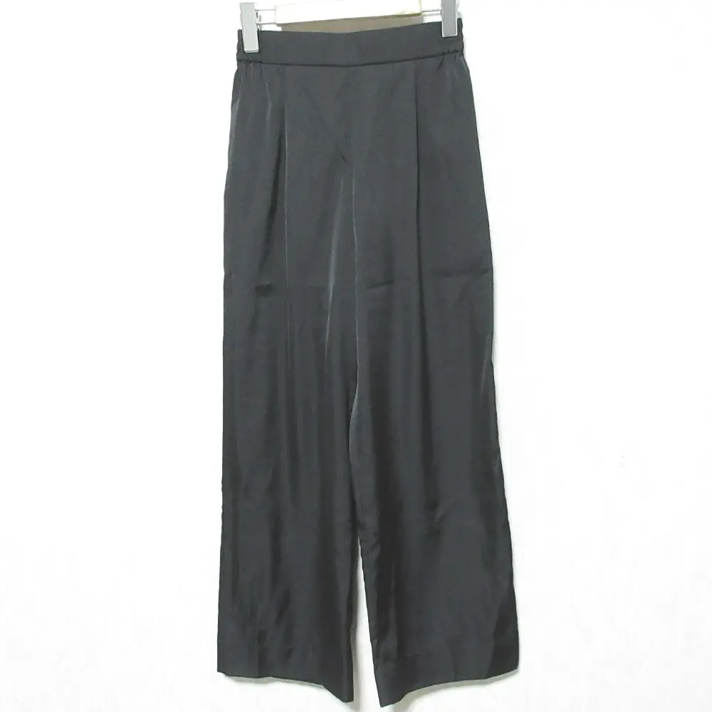 23SS yori ヨリ サテンワイドパンツ YR22-23125SM サイズ36 ブラック