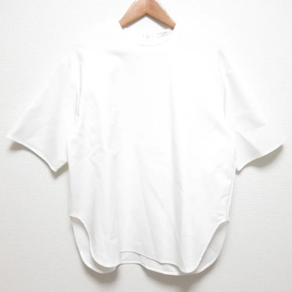 24SS yori ヨリ 高密度ストレッチTeeブラウス YR21-24013SP サイズF ホワイト