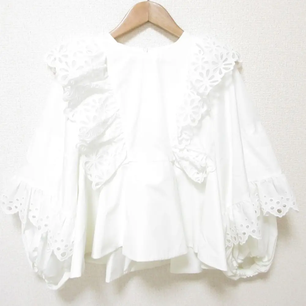 22SS yori shirocon ヨリ シロコン マーガレットブラウス フリルレース プルオーバー シャツ SC2221-003SP 36 ホワイト