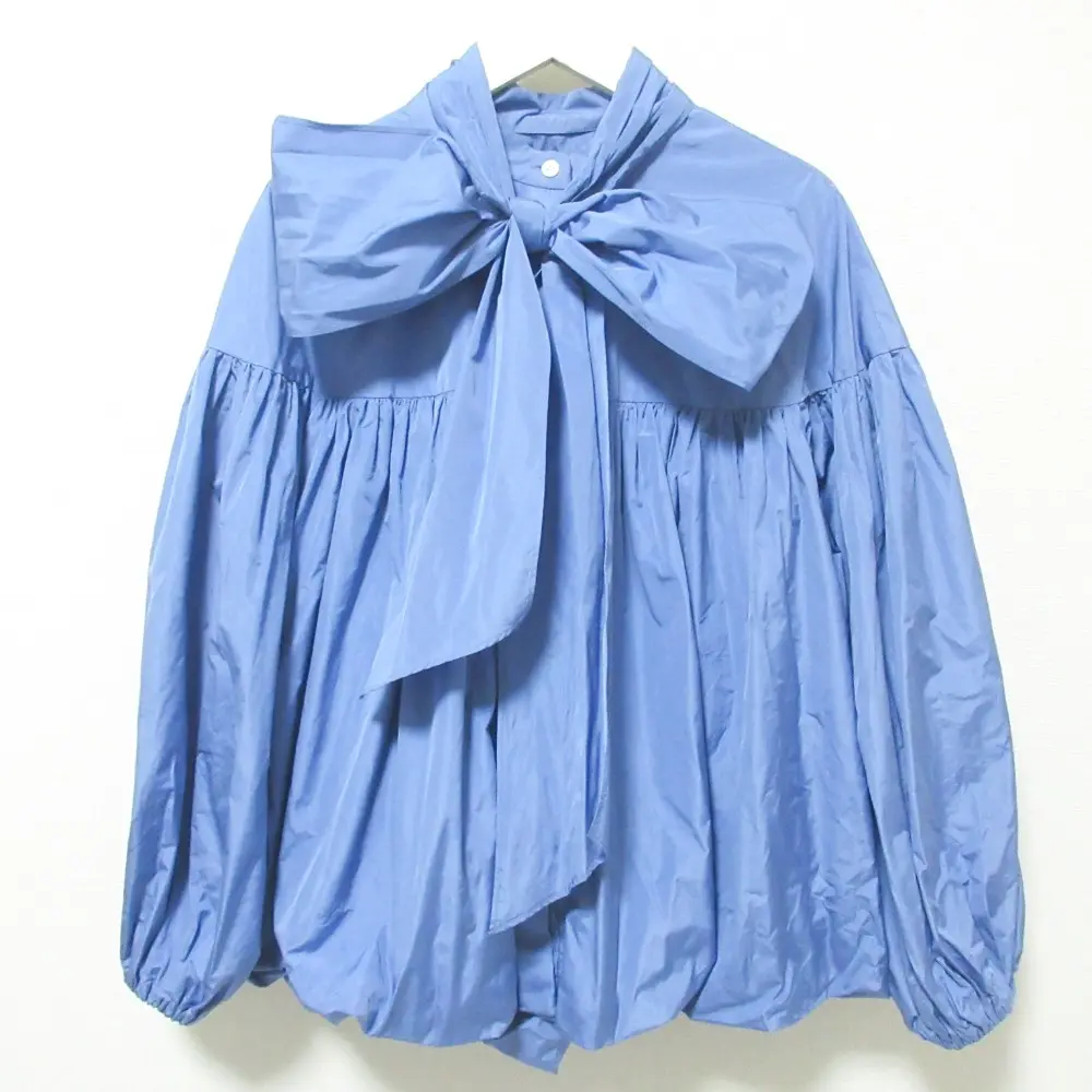 yori ヨリ リボンバルーンブラウス 2WAY ボリュームスリーブ ボウタイ シャツ YR2021-093AW 36 ライトブルー